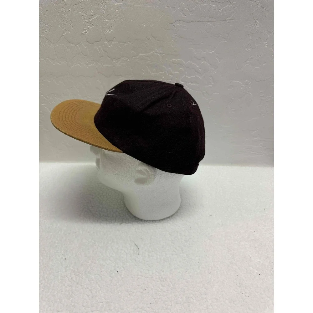 HUF Black‎ Tan Wool Blend Snapback Cap Adjustable Logo Streetwear USA Made